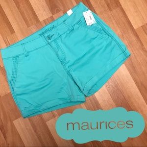 NWT Maurices Kaylee Shorts 13/14 mint green teal
